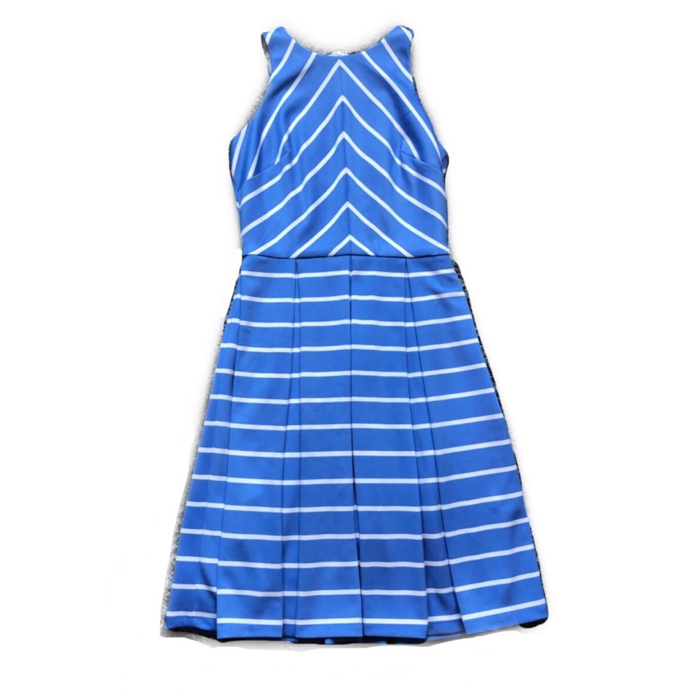 🆕 London Times 💙 Designer Blue Striped Dress - Picture 1 of 3